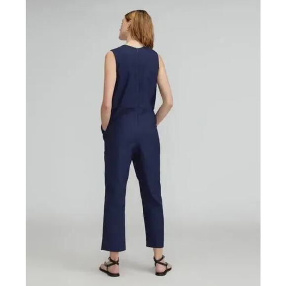 Everlane The Structured Cotton Jumpsuit In Navy Blue Size 6 New - Picture 2 of 13